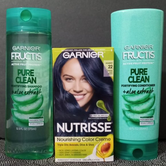 WOMAN'S  GARNIER FRUCTIS SHAMPOO/CONDITIONER GARNIER NUTRISSE #22 BLUE BLACK - Picture 1 of 4